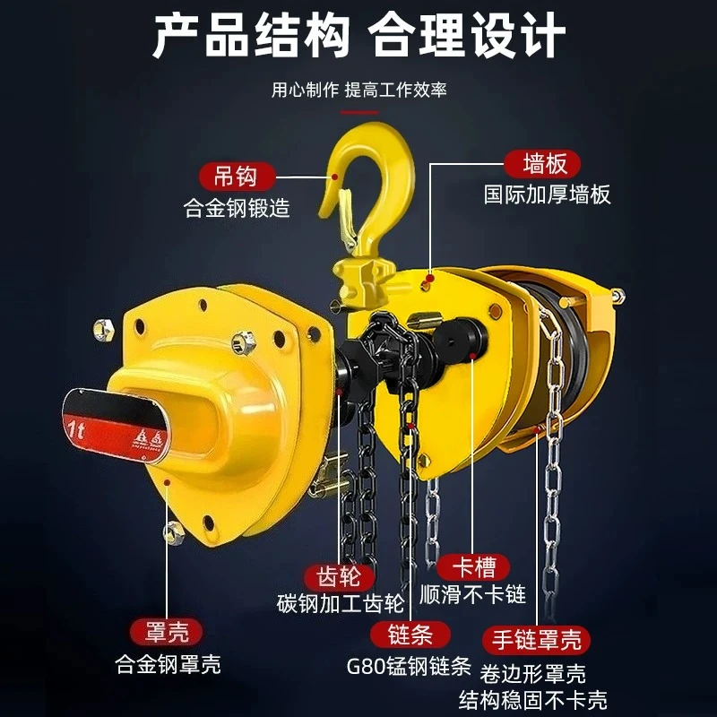 1‑10Ton Manual Chain Hoist Hand Pull Chain Block 3M/6M Lifting Chain for Workshop Cargo Manual Lifting Hoisting Equipment