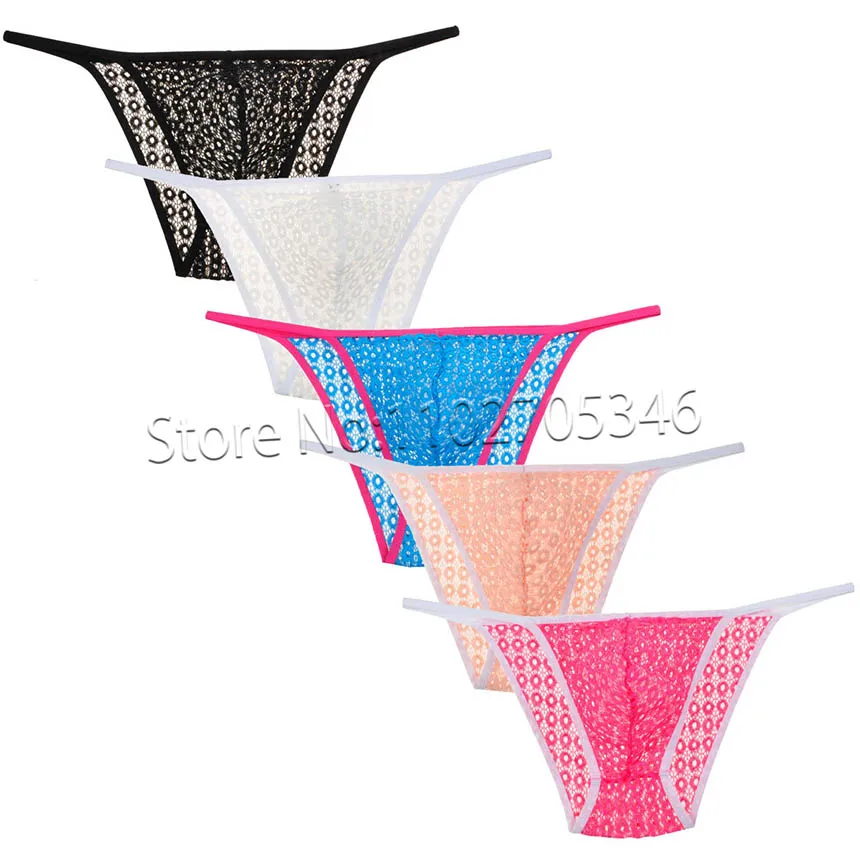 

Mens Fashion Lace Briefs Sexy Daring Hollow Design Bulge Pouch Sissy Underwear Male Cheeky Panties Bikini Shorts Lingerie