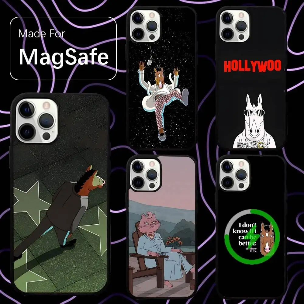 

Чехол для телефона B-BojackS Horseman для iPhone 16,15,14,13,12,11, Pro, Max, Plus, Mini, SE, новая магнитная беспроводная зарядка Magsafe