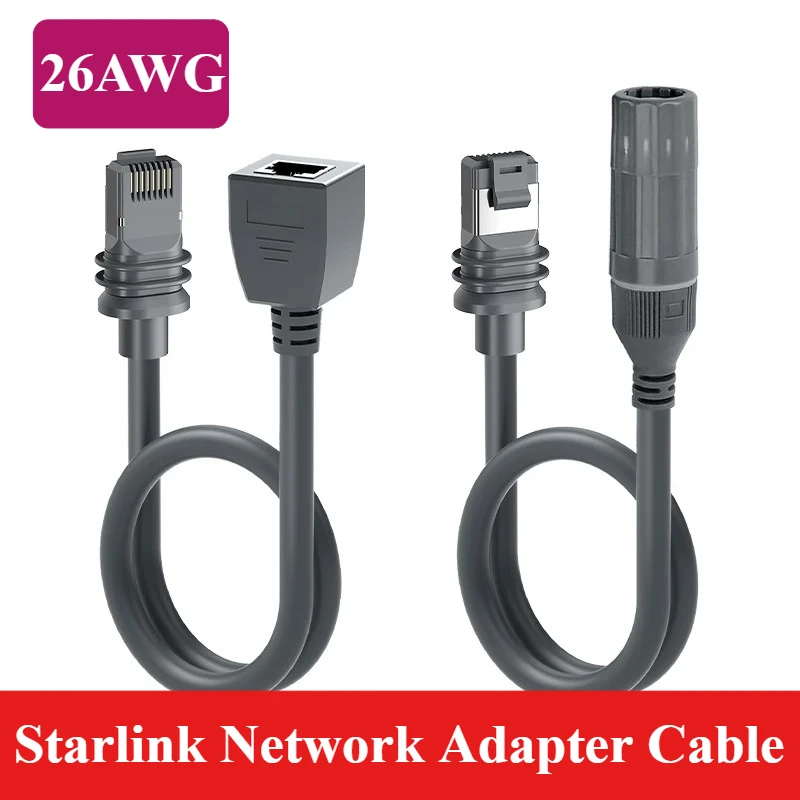 Gen3 Ethernet Extender Adapter Starlink Satellite V3 Shielded SPX to RJ45 Rectangular Satellite Converter Cable Connector Cat5E