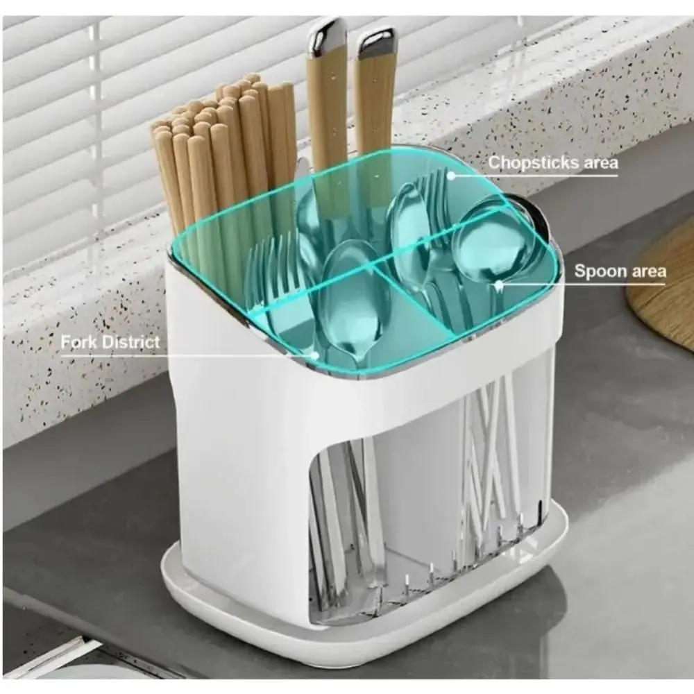

Plastic Utensil Holder Large Capacity Detachable Chopstick Bucket Multifunctional Drainage Tray Chopstick Cage Tableware Storage