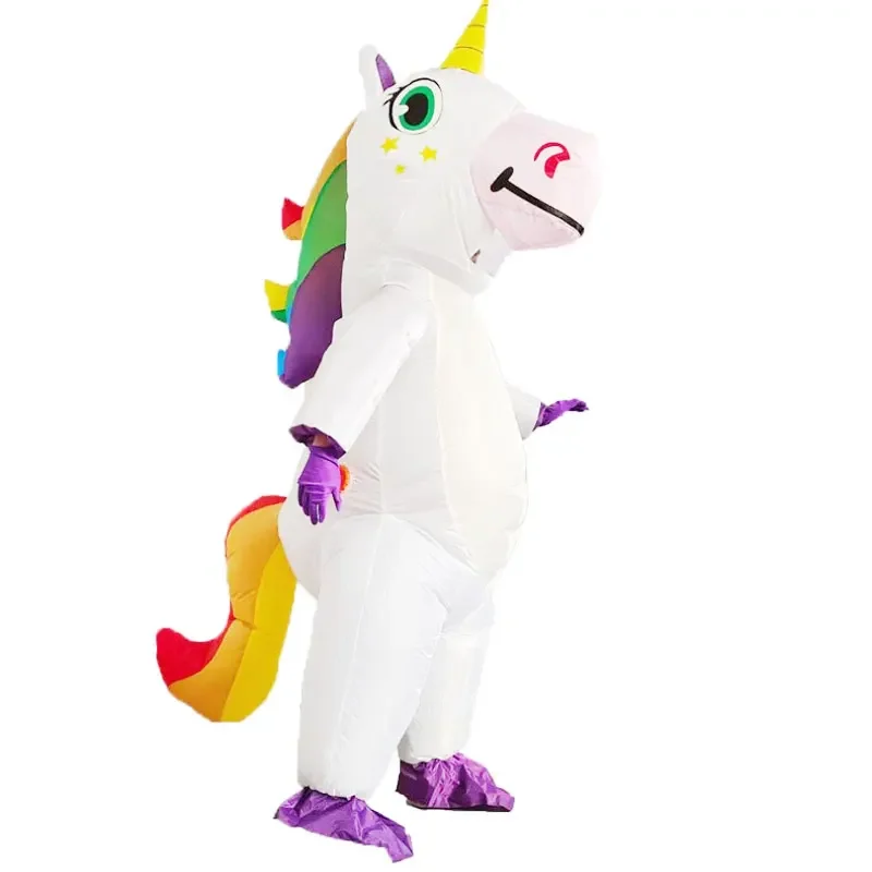 Rainbow Inflatable Costume for Adult Unicorn Funny Blow Up Suit Carnival Festival Clothing Anime Cosplay Dress Party Outfits