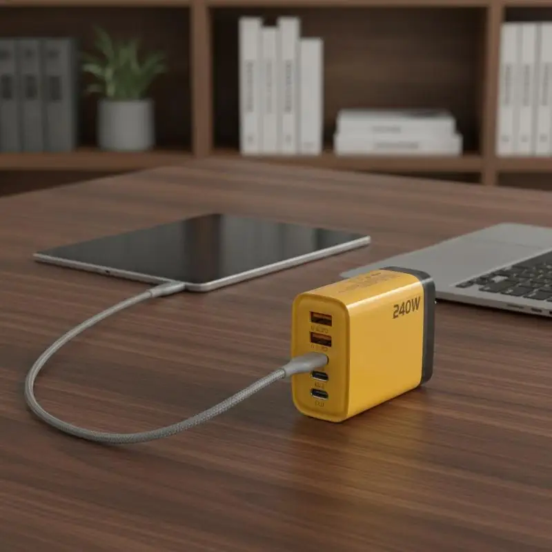 @*240W 5-Port GaN PD Fast Charger QC3.0 USB C Charging Adapter Universal for All Mobile Devices Home Business Trip Use