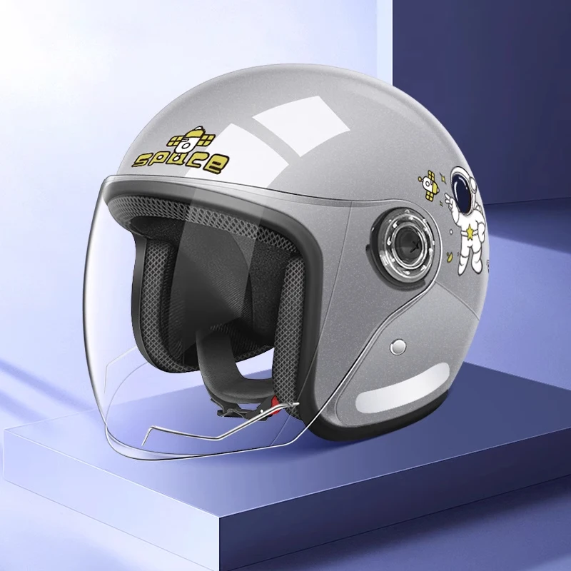 2025 Motorcycle Open Face Helmet For Men And Women Dual Lens Sun Visor Face Shield Top Lightweight Scooter Bike Retro 3/4 Helmet