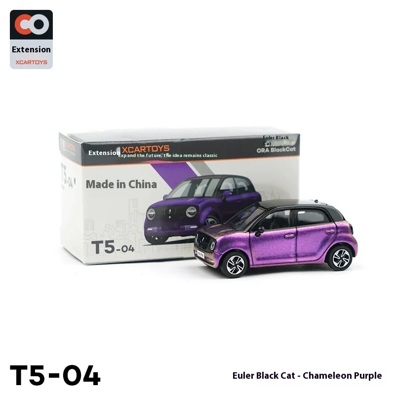 

Tuoyi XCARTOYS 1:64 модель автомобиля из сплава, игрушечный автомобиль Euler, черный кот, хамелеон, фиолетовый настольный орнамент, детская игрушка, моделирование, крутая