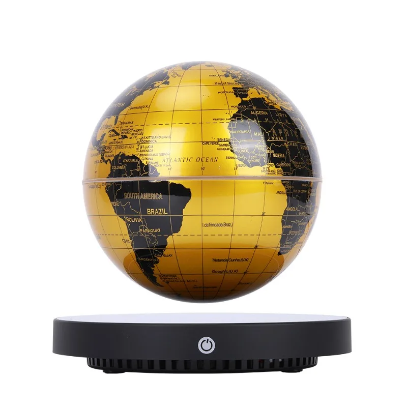 Magnetic levitation globe clock base, golden luminous globe colorful atmosphere night light