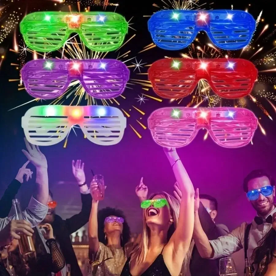 10-50PCS LED Glasses Light Up Glasses 6 Neon Colors Led Shutter Shades Glasses for Teens Adult Birthday Neon Party Favors Props