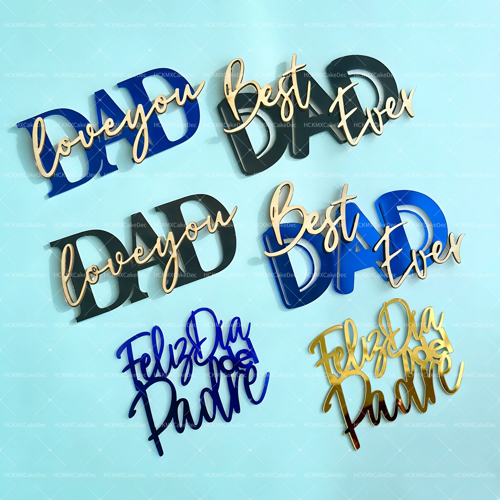 3 Adornos Acrílicos para Pastel con la Frase "Te Amo Papá", el Mejor Papá del Mundo y Feliz Día del Padre, Decoraciones para Pastel para el Día del Padre, Fiesta de Cumpleaños