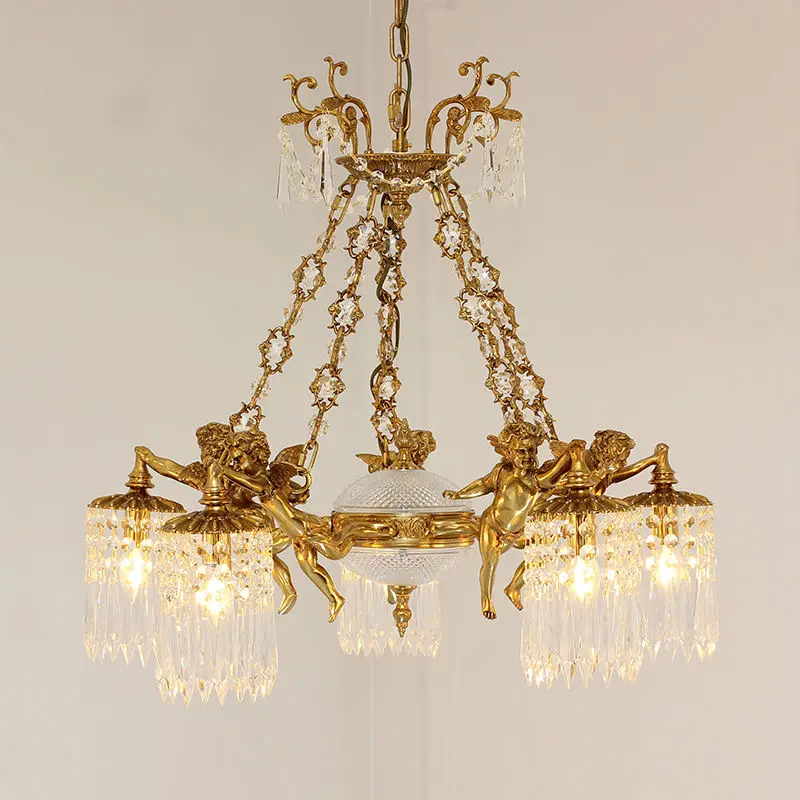 كيوبيد النحاس إضاءة ديكورية فاخرة Led مصباح معلق الأوروبي قلادة ضوء مصباح النمط الفرنسي الثريا تركيبات