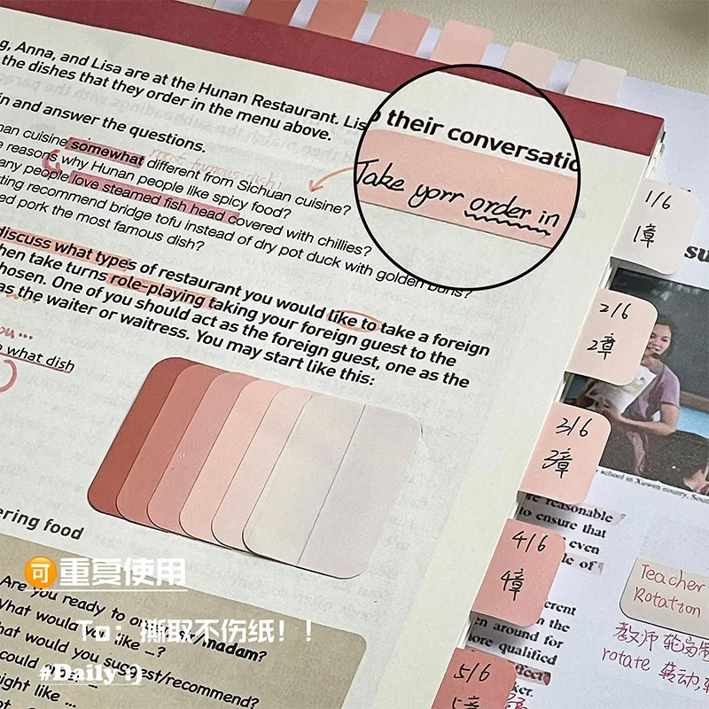 Creative Gradient Color Category Index Sticky Note Student Simplicity Stationery Memo Pad Cute School Supplies