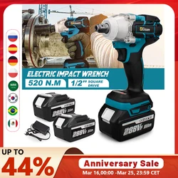 520N.M Brushless Electric Impact Wrench Cordless Electric Wrench 1/2 inch Screwdriver Power Tools for Makita 18V Battery Pins