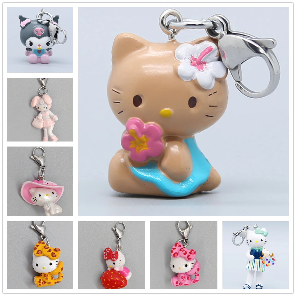 Summer Anime Hello Kitty Wholesale KT Cat Doll Pendant Keychain Kawaii Cartoon Student Phone Chain Jewelry Accessories Gifts Toy