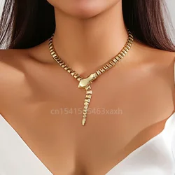 Fashion Snake Choker Necklaces for Women Long Geometric Gold Color Chain Necklaces Statement Jewelry