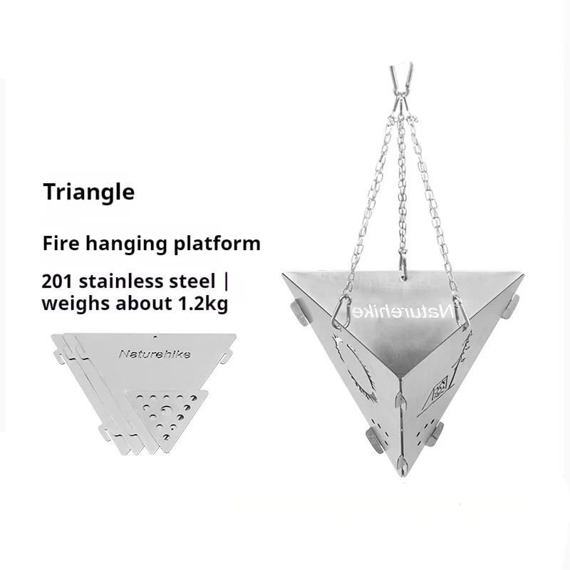 

New Triangle Fire Crane Outdoor Camping Bonfire Barbecue Grill Stainless Steel Stove Outdoor Heating Equipment Stove