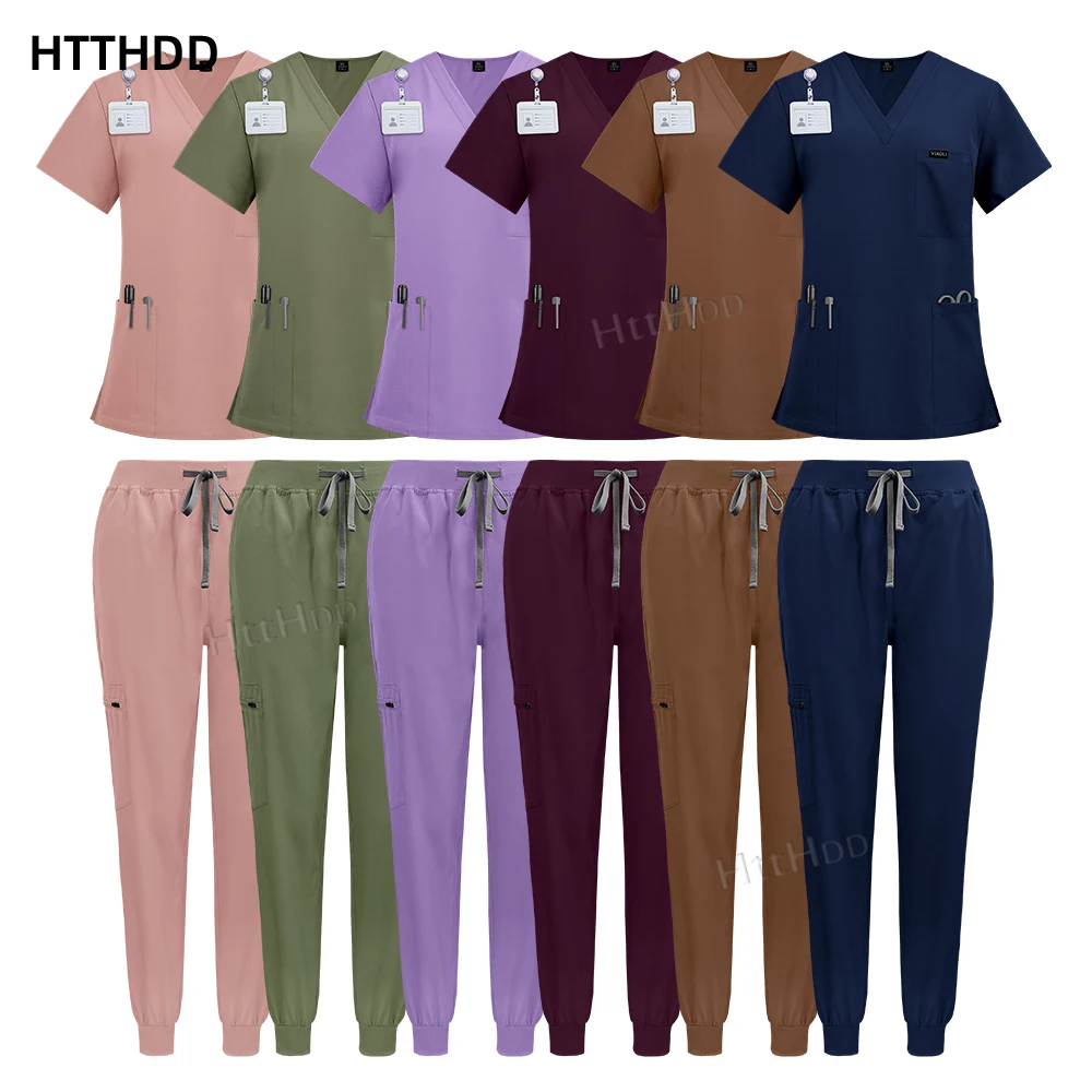 

Women Scrubs Set Short Sleeve Fashion Nursing Uniform Sets Pharmacist Medical Dental Lab Scrub Beauty Salon Manicurist Work Wear