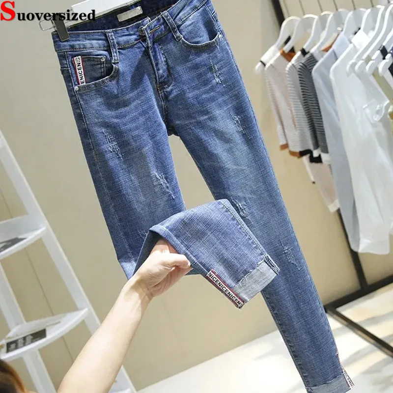 

Skinny Ripped Ankle-length Pencil Jeans Big size 28-36 Lifts Hip High Waist Casual Vaqueros Streetwear Women Vintage Denim Pants