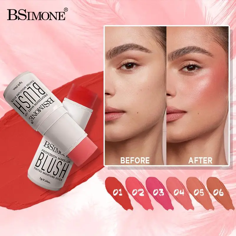 BSIMONE 레이지 유즈 하이라이터 인퓨즈드 블러쉬 스틱 펄 크림 텍스처 롱 웨어링 워터 레지스턴트 페이스 메이크업 코스메틱