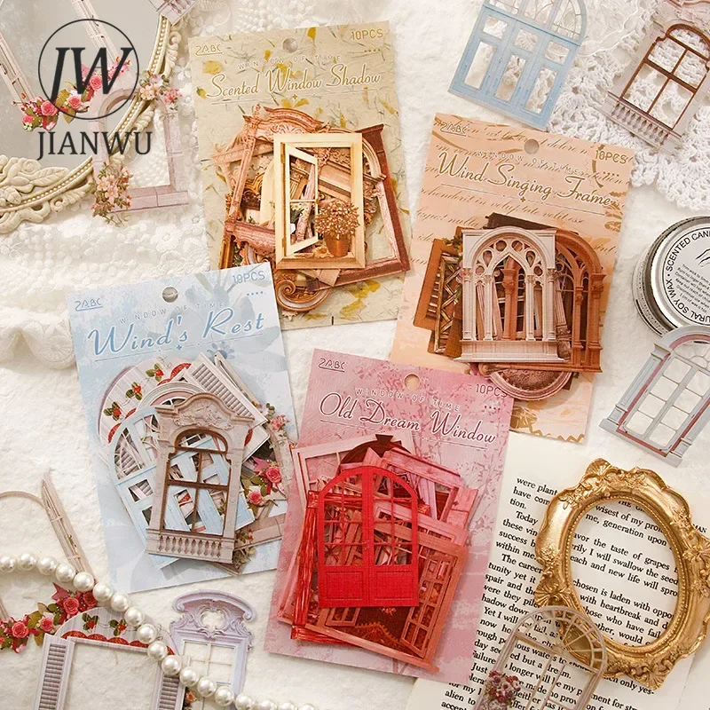JIANWU 黄金時代の窓シリーズヴィンテージ中空風景コラージュ装飾素材紙クリエイティブジャンクジャーナル文具