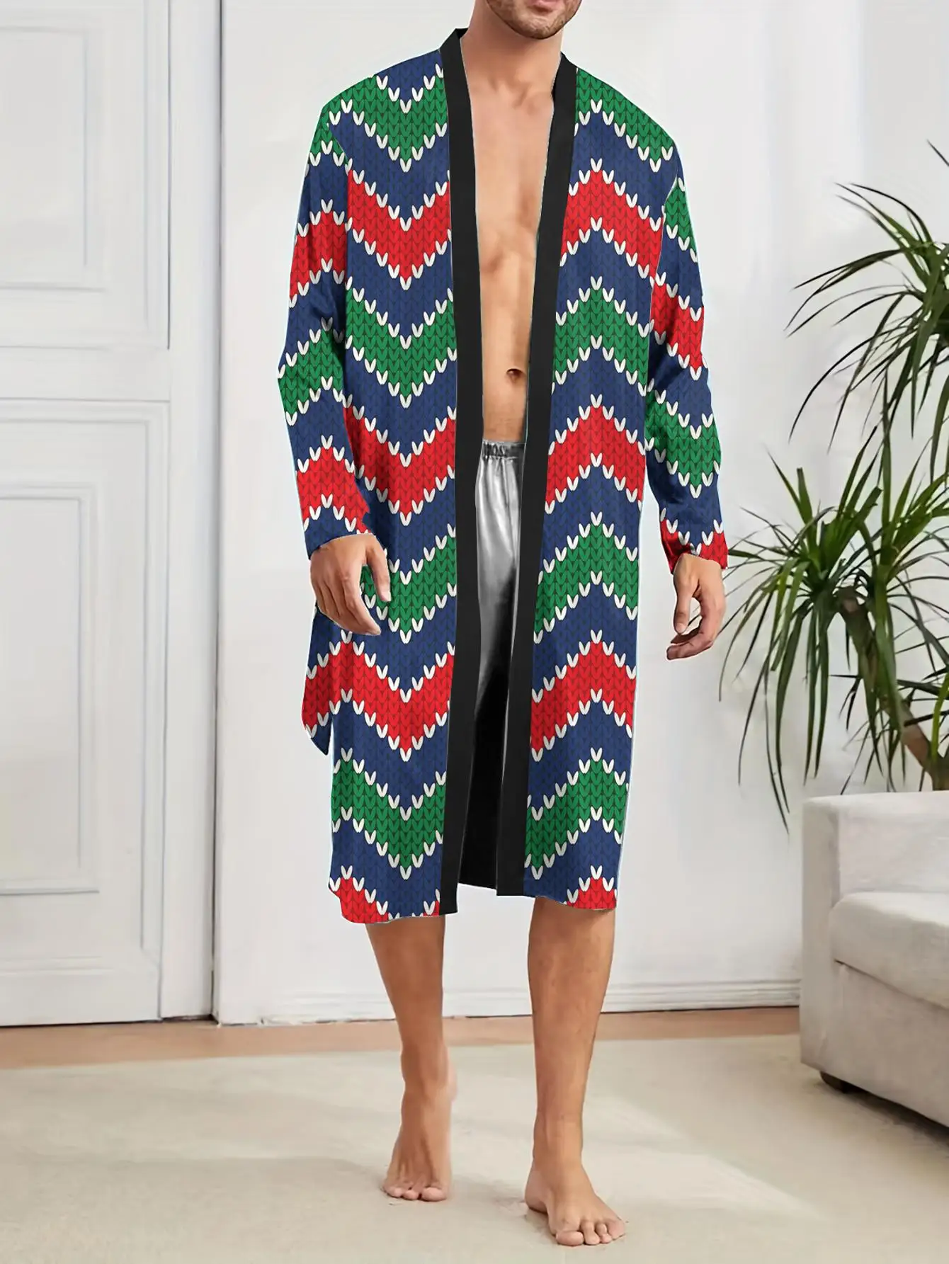 1pcs Men's Robes 2026 Spring/Summer sleepwear Sleepwear Bathrobe 3D Printed Graphic bath robe Funny pajamas Breathable