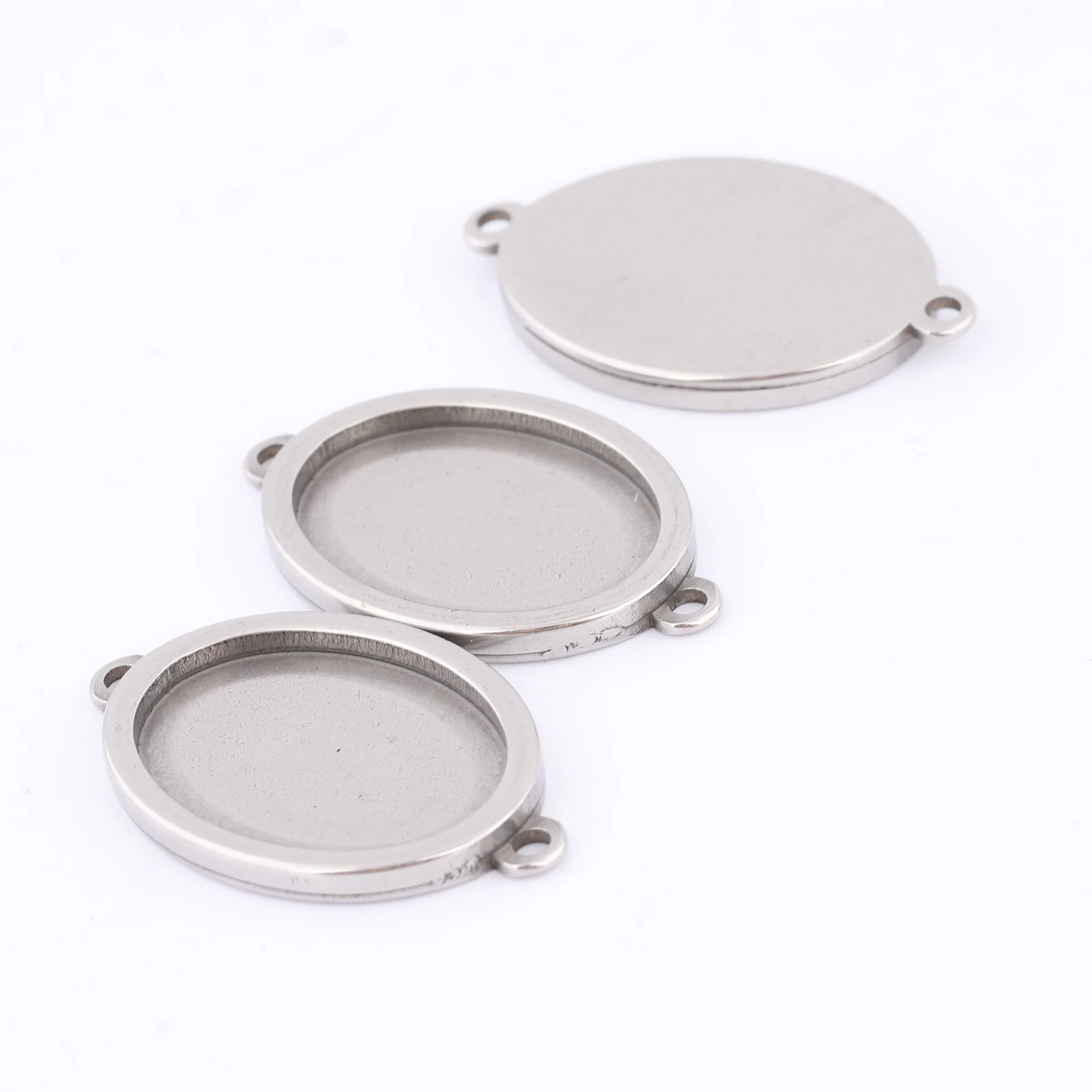 10 sztuk ze stali nierdzewnej owalne 13x18mm Cabochon złącze podstawa ustawienie puste miejsca Diy Bezel taca na bransoletkę naszyjnik tworzenia biżuterii — zdjęcie 3