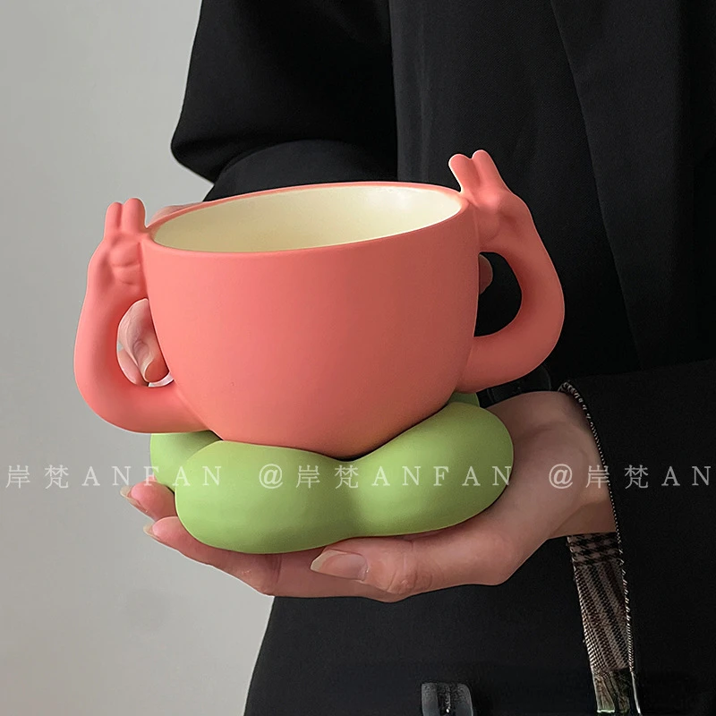 

Original Fun Creative Biye Coffee Cup Saucer Set, Ceramic Mug, Milk Cup, Cute Birthday Gift