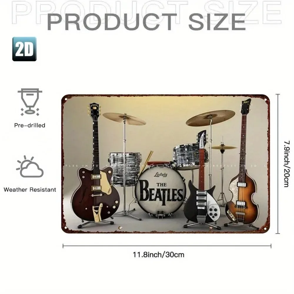Vintage Retro Metal Tin Sign The Beatles Band Logo Aluminum Wall Art 8x12 Inch Waterproof Durable Iron Decor Home Bar Garage