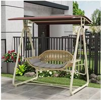 3-Seater Modern Garden Rattan Rope Swing Chair Metal Patio Hammock with Hanging Lounge & Rocking Feature for Gym Outdoor Camping