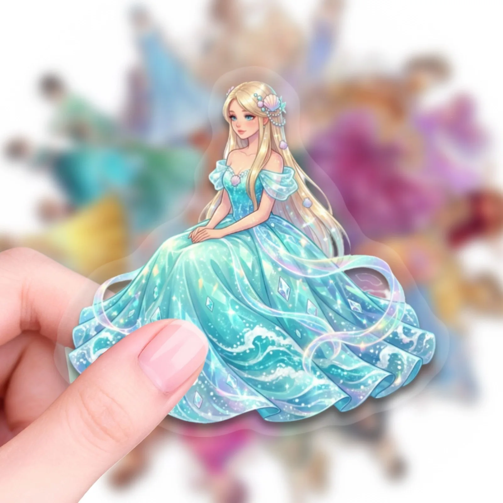 50Pcs Dreamy Princess Dress Stickers Transparent PET Fairy Decals Scrapbook Junk Journal Kawaii Stationery Planner DIY Craft