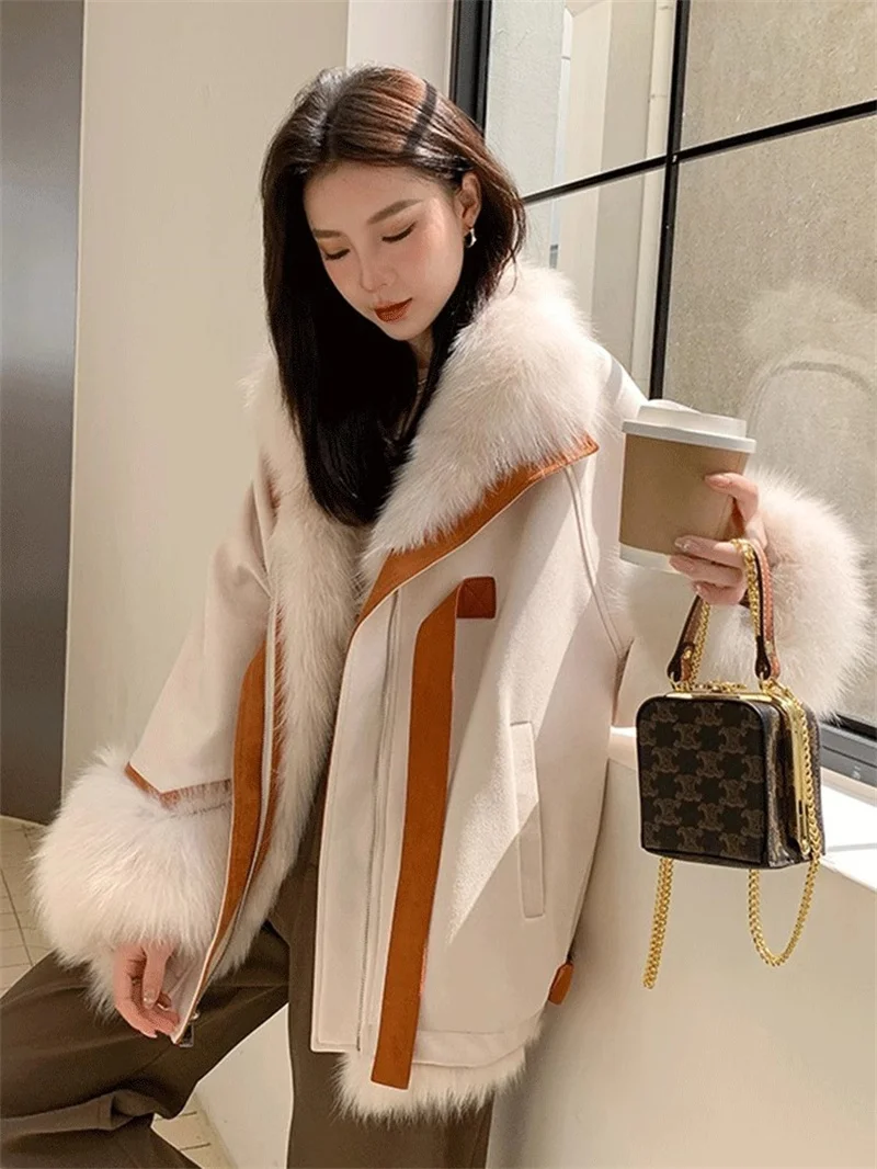 Environmentally Friendly Imitation fox fur Grass Inner Lining pie Overcomes Women\'s 2024 Winter Loose Medium Long Female Jacket