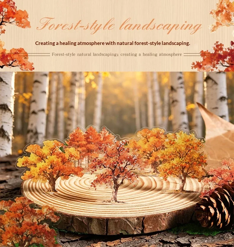 JIANWU Vintage Tree Landscape Material Collage Scrapbooking PET Sticker Creative DIY Journal Stationery