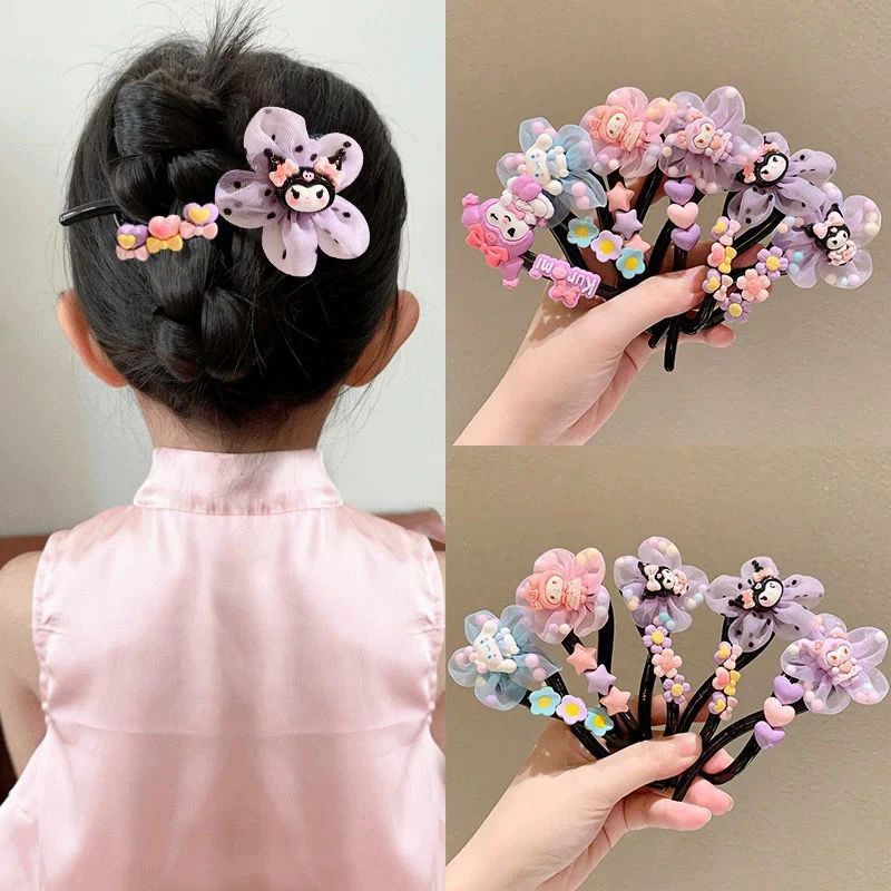 Sanrio-Pinzas para el pelo antideslizantes de dibujos animados para mujer y niña, accesorios Kawaii para el cabello, Clip de tiburón con flores bonitas, regalos exquisitos