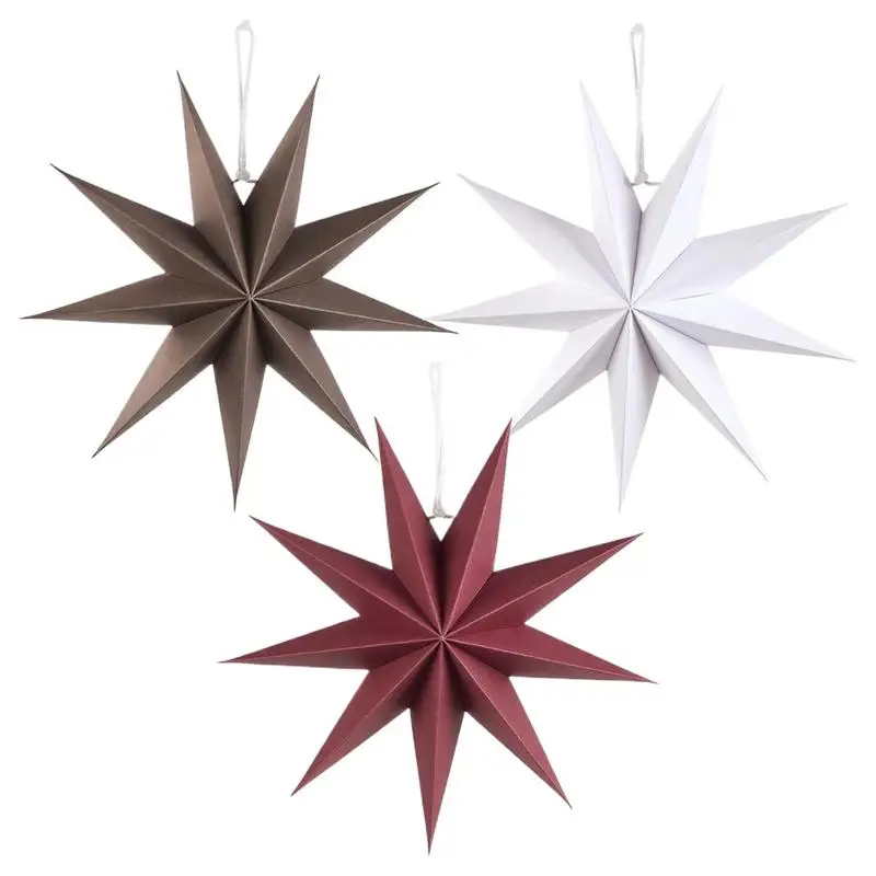 3pcs Paper Lanterns Hanging Star Lampshade Christmas Nine-Pointed Star Lanterns Household Decoration 2025 New Year Decor