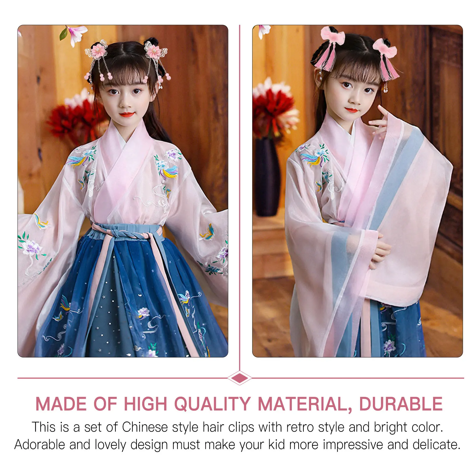 

Children New Year Decor Kids Tassel Hairpin Spring Festival Headdress Girls Clip Hanfu Accessories Bright Colors Classic Design