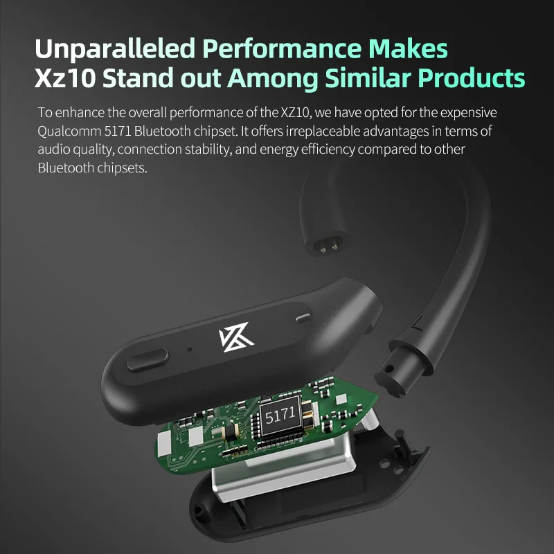 KZ-XZ10 하이브리드 드라이버 Kz xz10 이어후크 이어폰 - 블루투스 5.3 및 유선 콤보 aptX 지원 ZS10 Pro, ZSN Pro, D-FI용