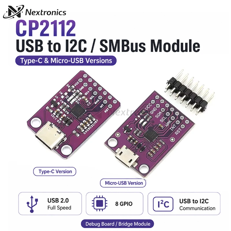 1/3/5PCS CP2112 Micro USB/Type-C Debug Board USB to I2C SMBus Communication Module for Arduino