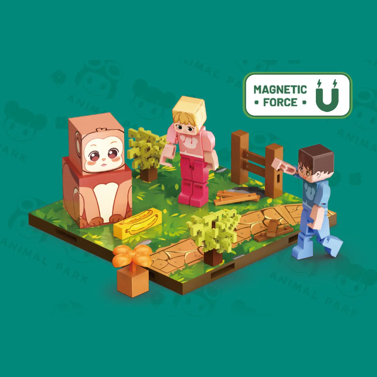 Magnetic World - Cardboard Series Magnetic Character Animal Building Blocks Magnetic Building Blocks DIY Toys in Various States