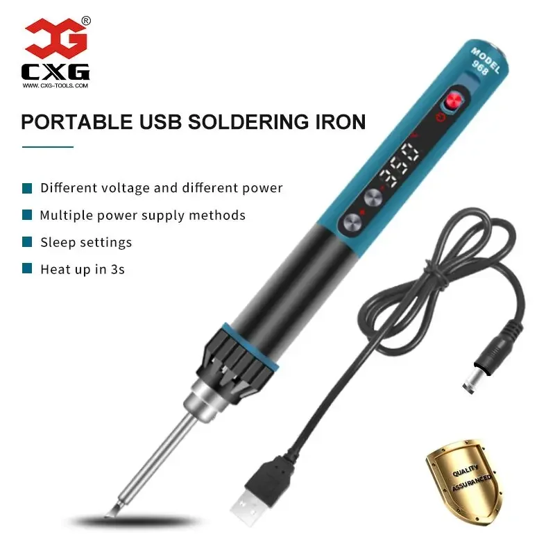 CXG 968 USB Soldering Iron Electric Mini Portable Adjustable Constant Temperature Sleep Function LED Display Weld Tools 24V 230W