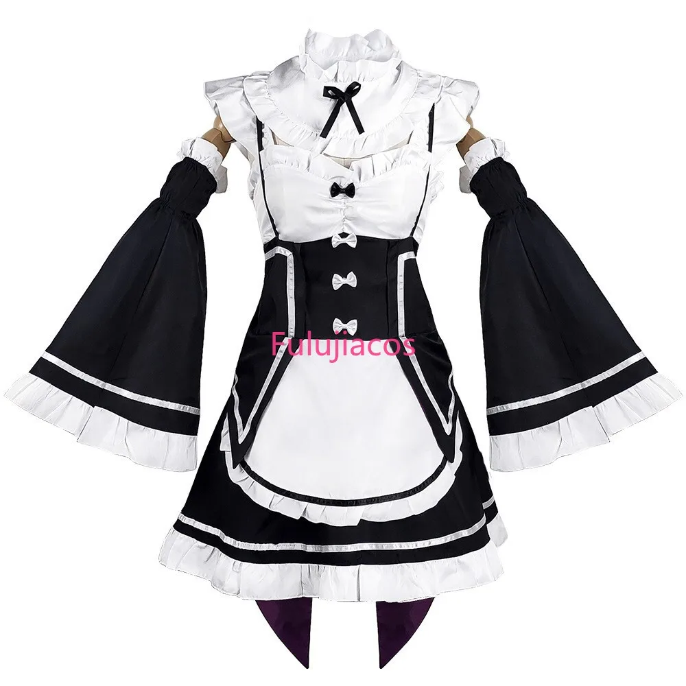 

Fulujiacos Ram Servant Maid Costume Cosplay Womens Dress for Halloween Carnival