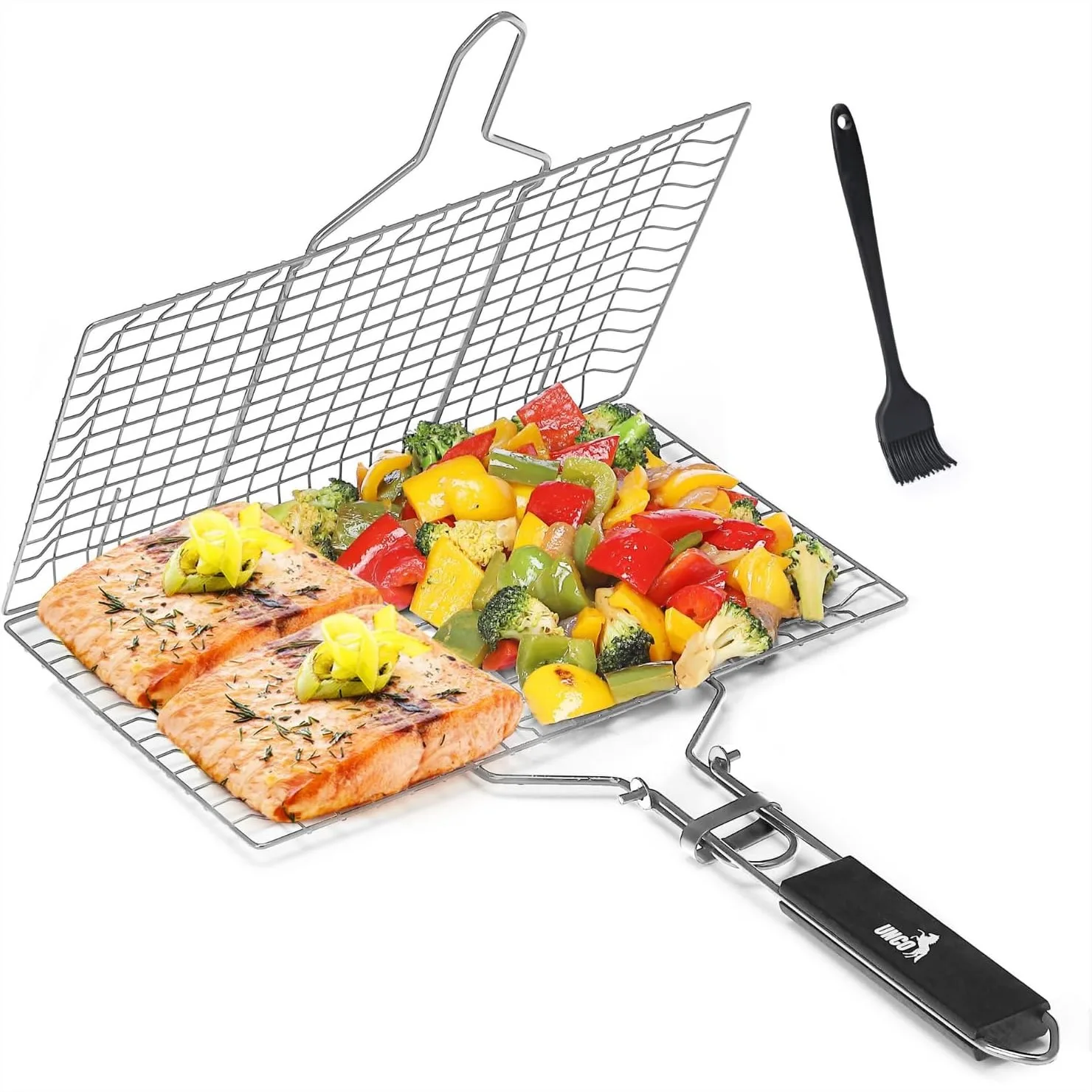 

Stainless Steel Fish And Vegetable Grill Basket With Wooden Handle For Gas Charcoal Smoker Grills