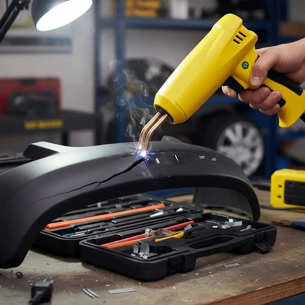 

Термопистолет для ремонта 220 Вт для автомобильных бамперов, каяков, игрушек, 800 горячих скоб, 56 сварочных стержней, LED-подсветка, кейс для хранения, профессиональный, модель B