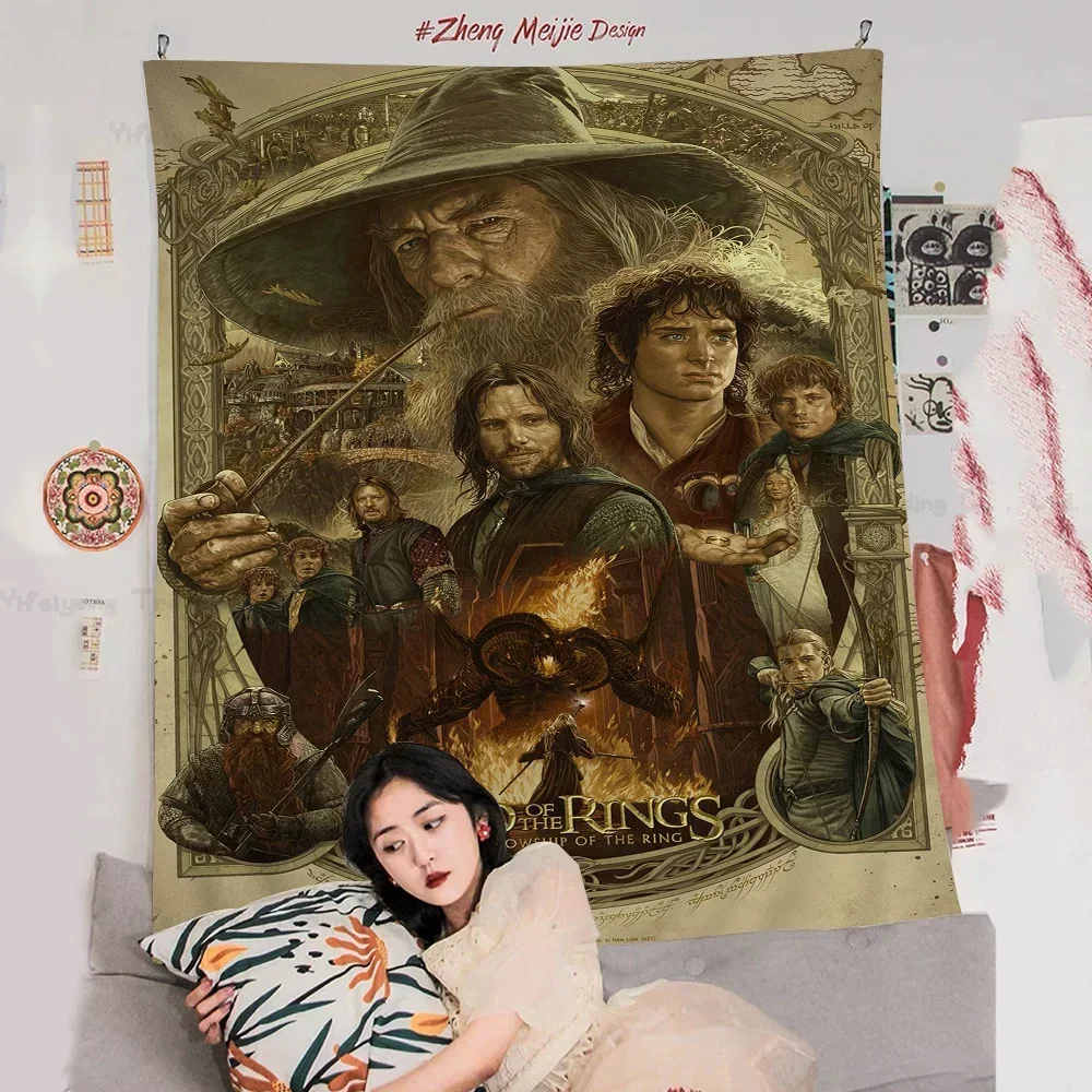 Classic Vintage The Lords of the Rings Printed Large Wall Tapestry Hanging Tarot Hippie Wall Rugs Dorm Home Decor