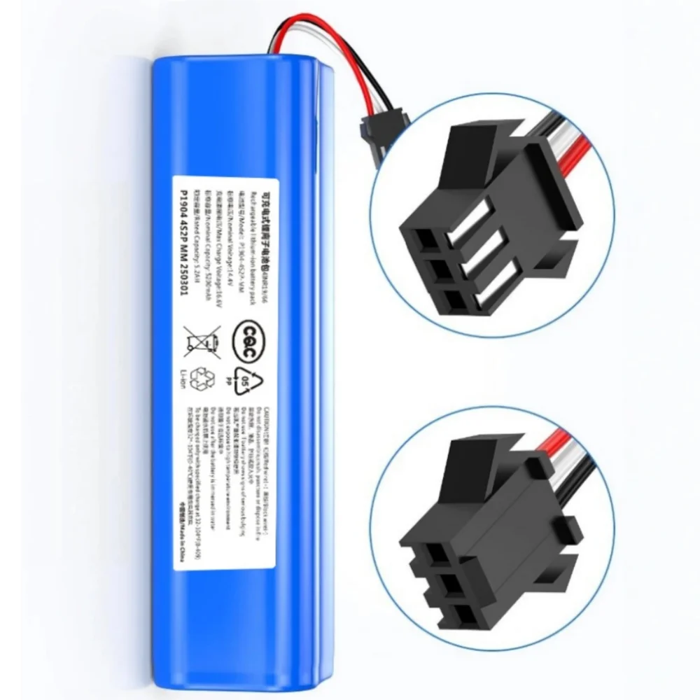 

14.4V Rechargeable Li-ion Battery 5200mAh 4S2P for Lydsto R1 Viomi S9 Roidmi Eve Plus XiaoMi Robot Vacuum Cleaner.