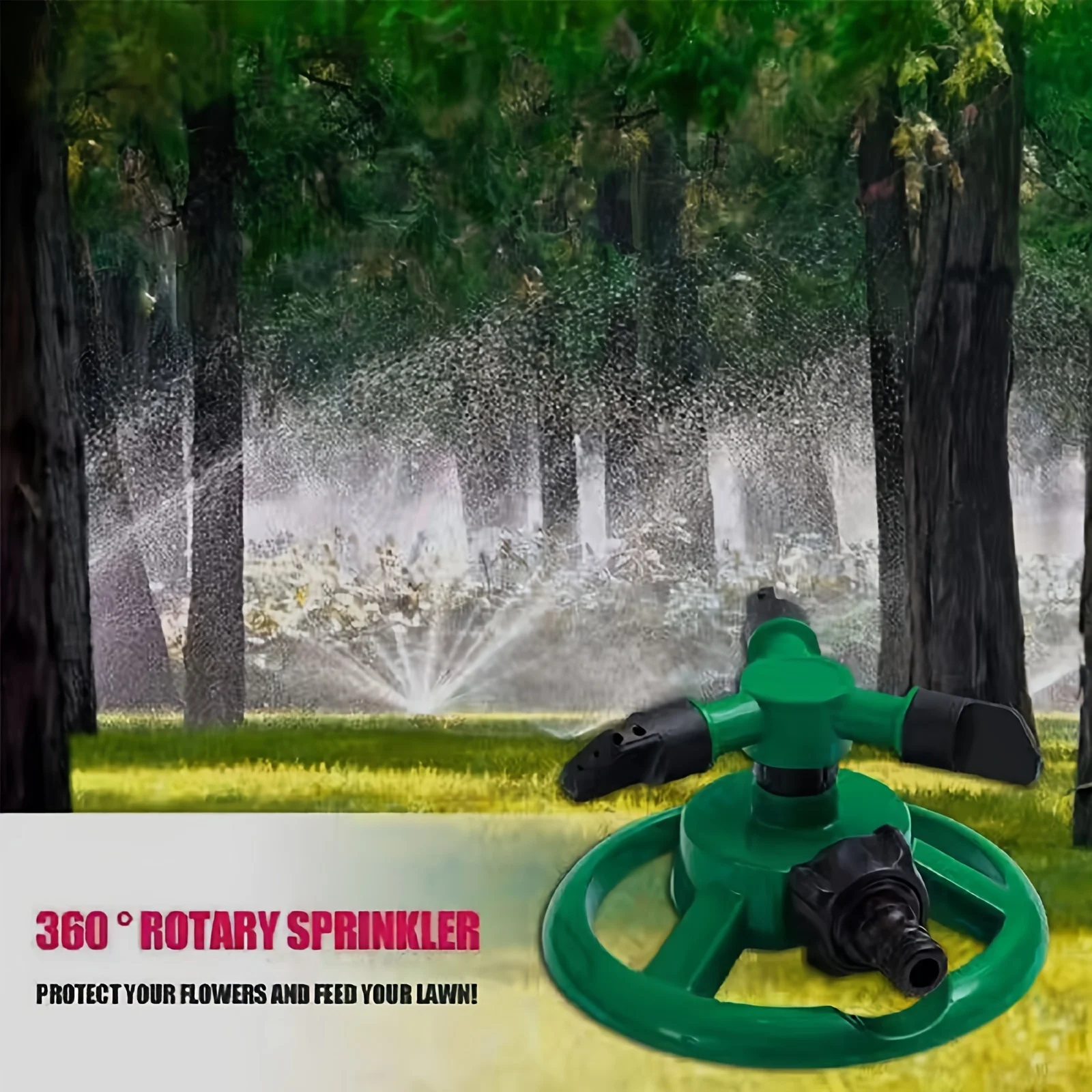 360-Grad-drehbarer Sprinkler, kleiner Scheibensprinkler für den Rasen im Innenhof, dreizackiger drehbarer großflächiger Sprinkler aus Kunststoff – Detail 3