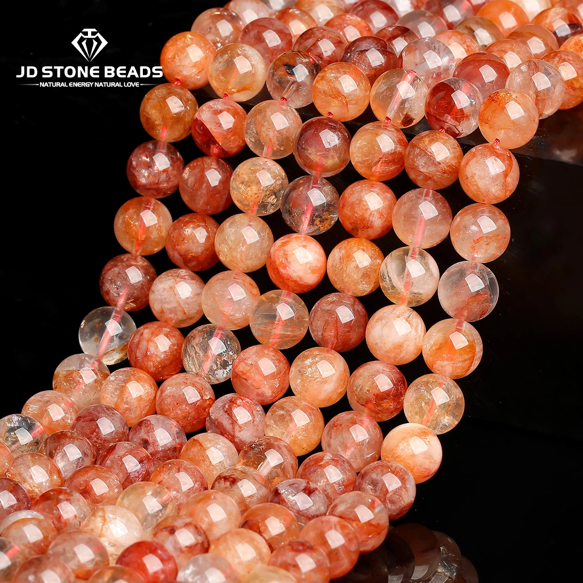 

Natural Stone Red Flower Quartz Bead Round Loose Spacer Gemstone Crystal Bead for Jewelry Making DIY Bracelet Necklace Accessory