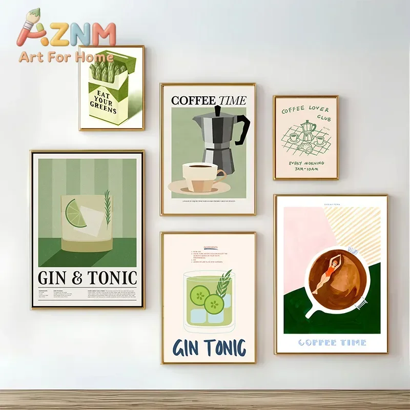 Retro Food Drink Poster Picture Wall Art Print Canvas Prints Decorative Painting Home Decor for Kitchen Restaurant Dinner Room