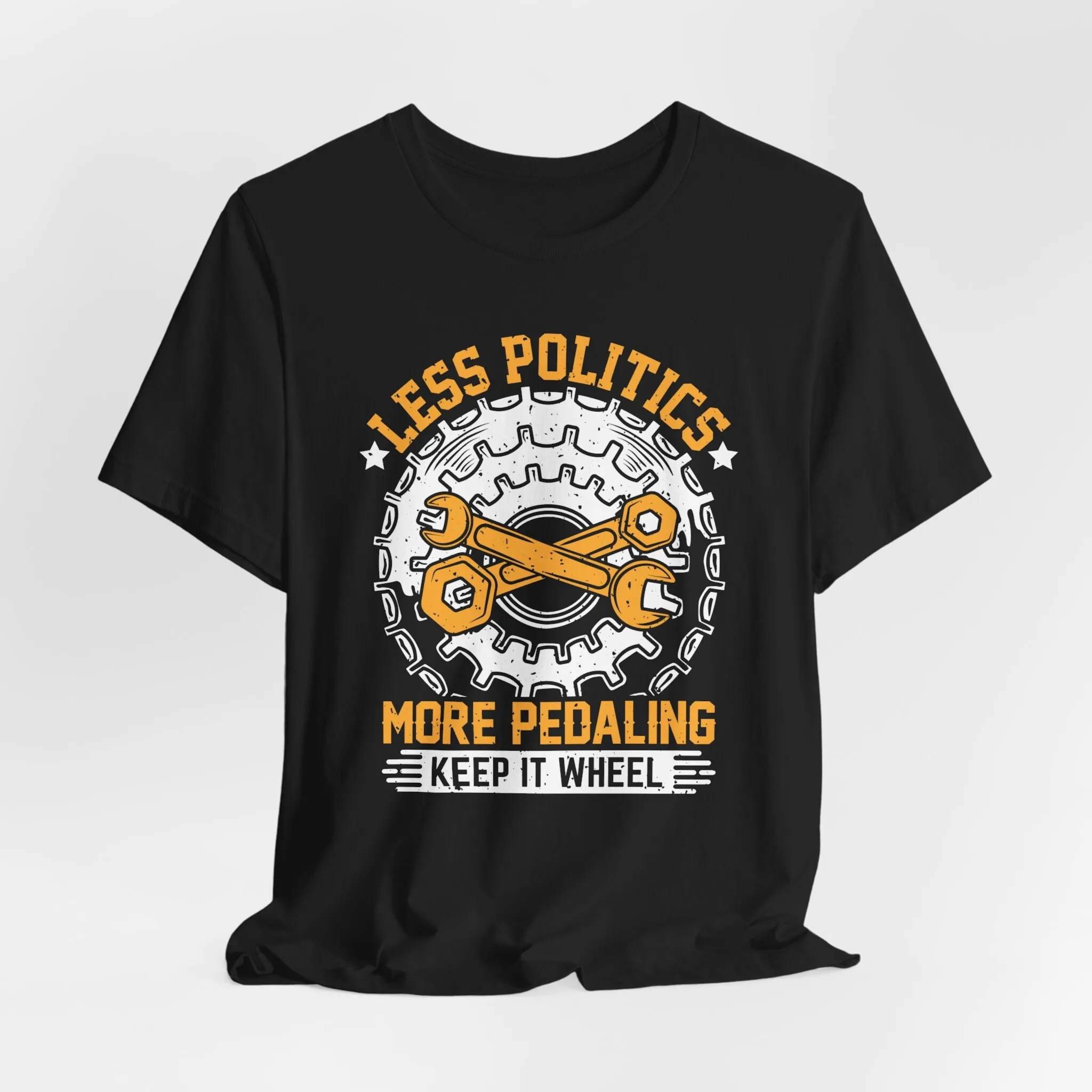 Less Politics More Pedaling Cyclist Humor Apparel Funny Mtb Bmx T Shirt Heavy Cotton Cycling Bike Lover Idea