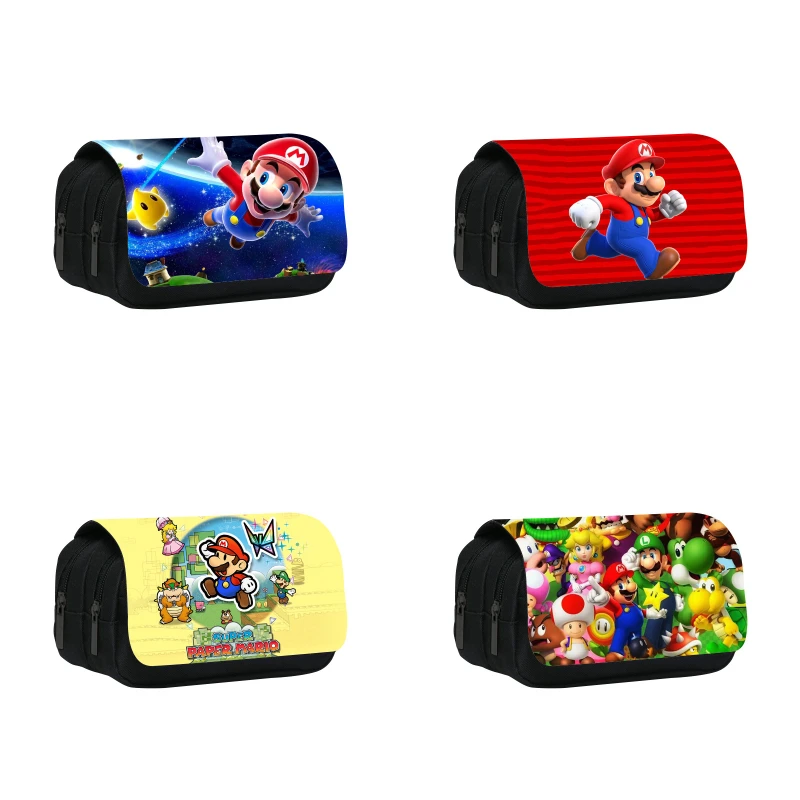 

Super Marios Bros Cartoon Pencil Case Large Capacity Stationery Pencil Cases School Supplies Double Layer Storage Bag Kids Gifts