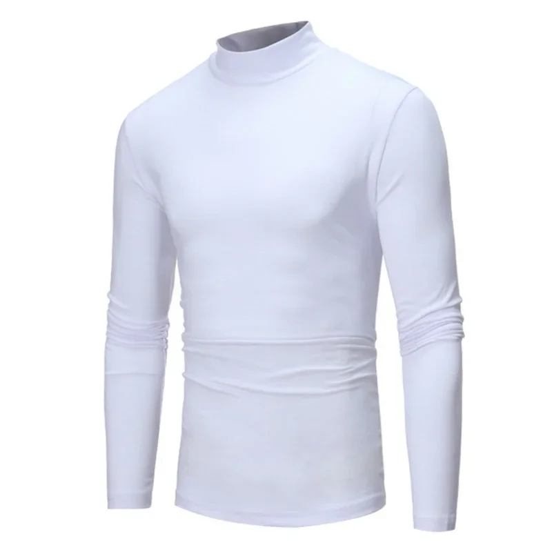 New Autumn Turtleneck Bottoming Shirt  Men's Solid Color Casual Long-sleeved T-shirt Slim Pullover Camisola Dos Homens