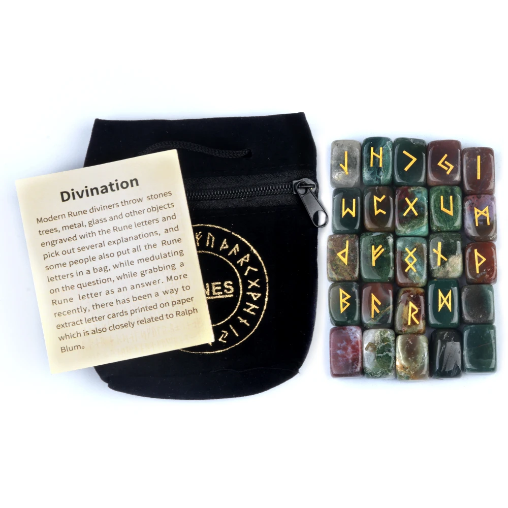 25 teile/beutel Runen Natürliche Kristall Achat Stein Lune Runestone Rudraksha Amethysten Rosenquarz Quadrat Gravur Schmuck Zubehör – Detail 32