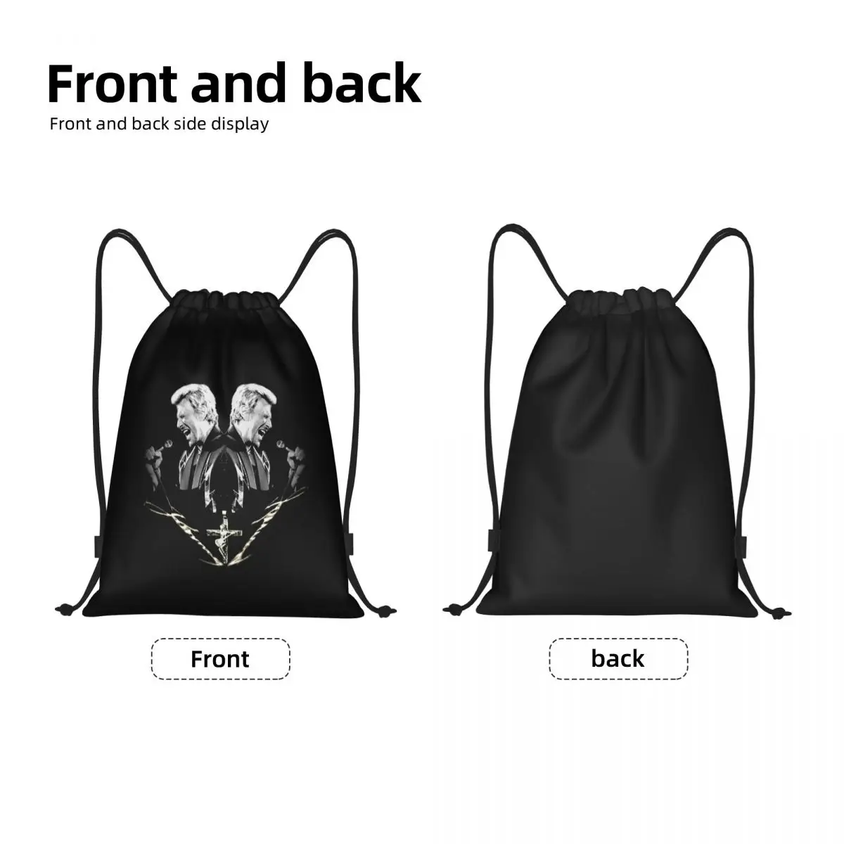 Custom Johnny Hallyday Rock Music Drawstring Backpack Bags Lightweight French Singer Gym Sports Sackpack Sacks for Yoga